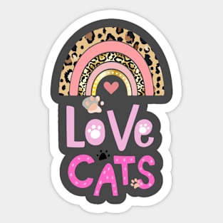 Love Cats with cute Rainbow Sticker